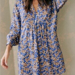 Sezane boho blue floral dress